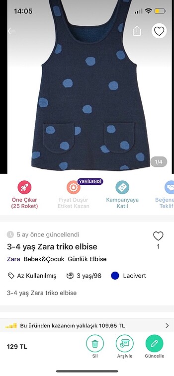 Zara 3-4 yaş triko elbise