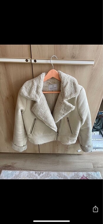 Stradivarius STRADİVARİUS beyaz,krem suni biker ceket