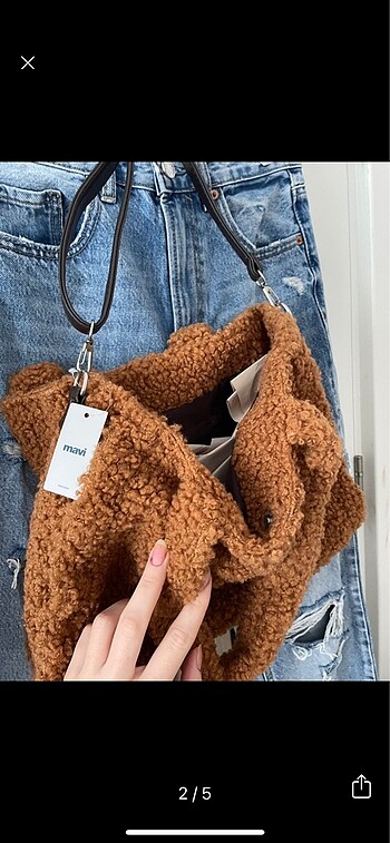 Mavi Jeans Mavi jeans kahve peluş çapraz yada kol çanta