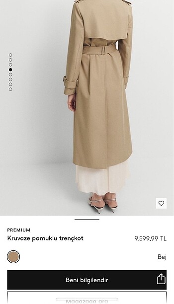 Mango MANGO Premium pamuklu bej trençkot