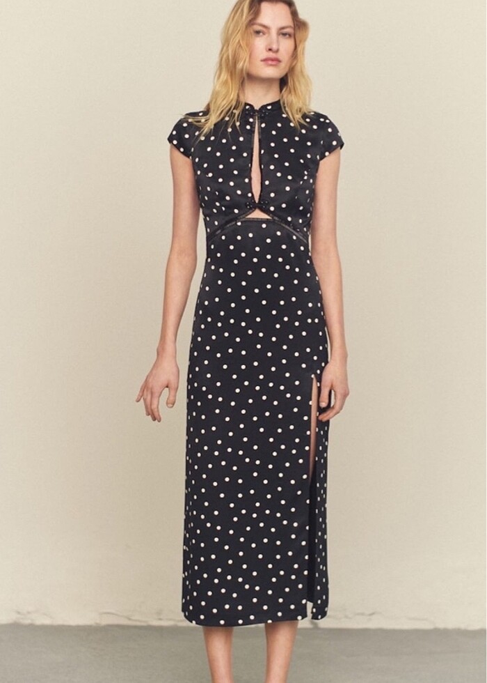 Mango CAPSULE stoksuz puantiyeli elbise - Görsel 2