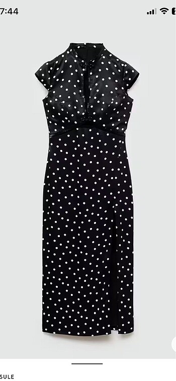 Mango Capsule Stoksuz puantiyeli elbise - Görsel 5