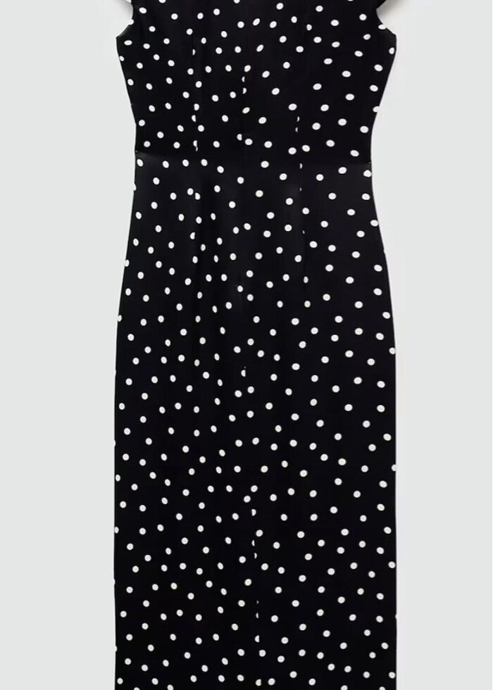 Mango Capsule Stoksuz puantiyeli elbise - Görsel 4