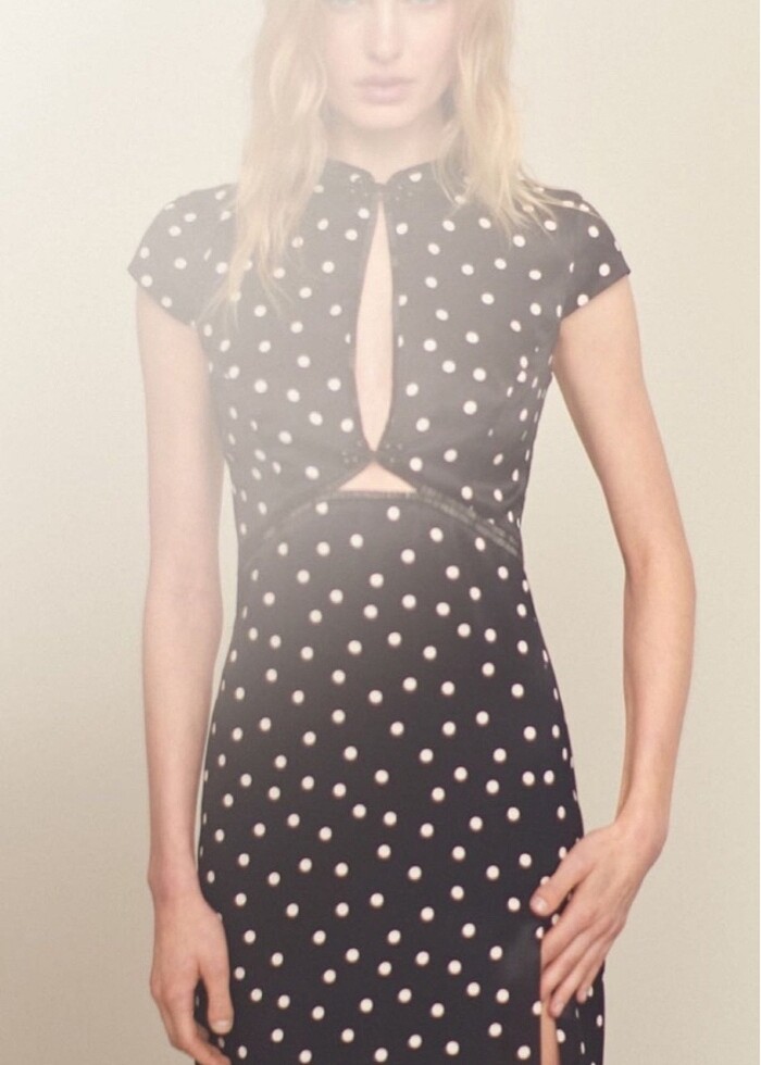 Mango CAPSULE stoksuz puantiye elbise - Görsel 2