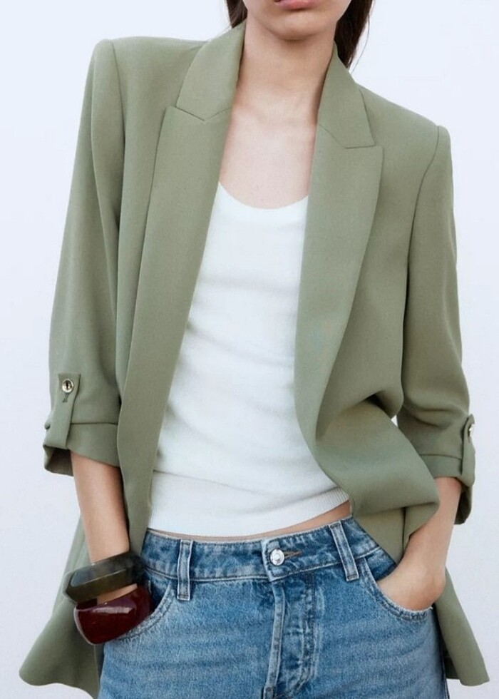 Zara Kıvrık Kollu Blazer Ceket - Görsel 3