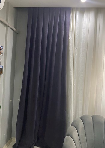 Soyut desenli mor gri perde - Görsel 3