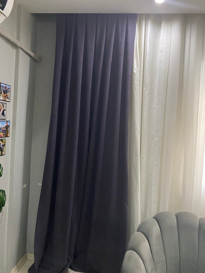 Soyut desenli mor gri perde - Görsel 3