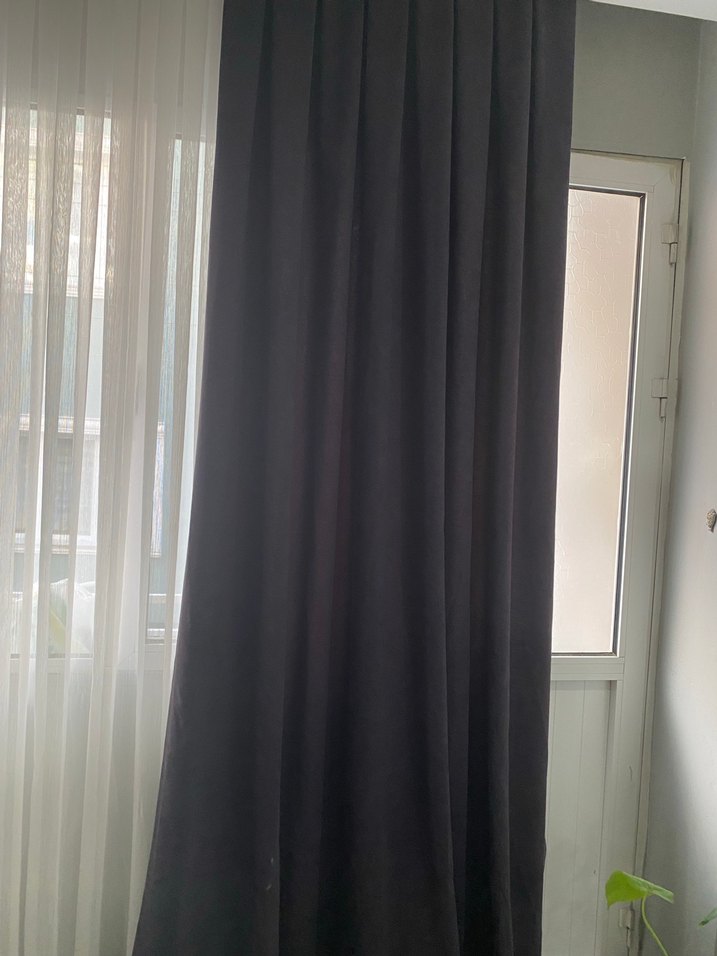 Soyut desenli mor gri perde - Görsel 4