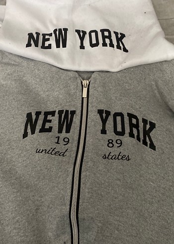 Gri Fermuarlı New York Sweatshirt - Görsel 2