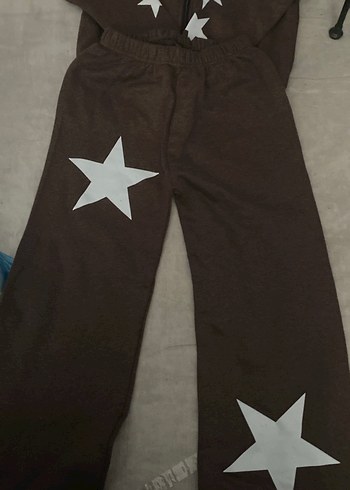 Kız Çocuk Kahverengi Yıldızlı Fermuarlı Takım - Görsel 3