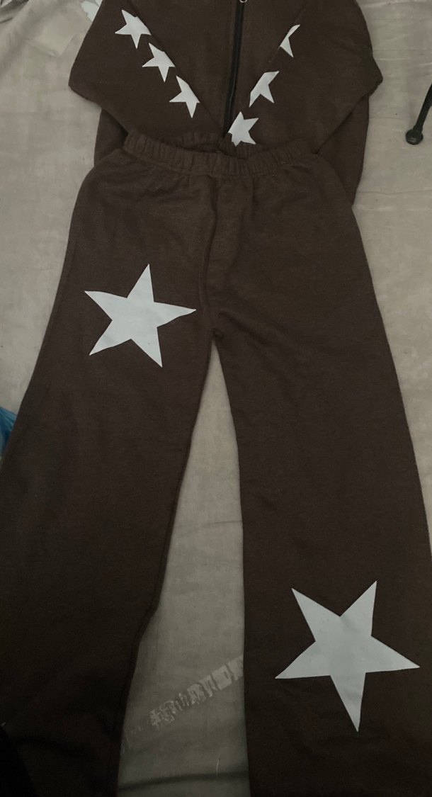 Kız Çocuk Kahverengi Yıldızlı Fermuarlı Takım - Görsel 3