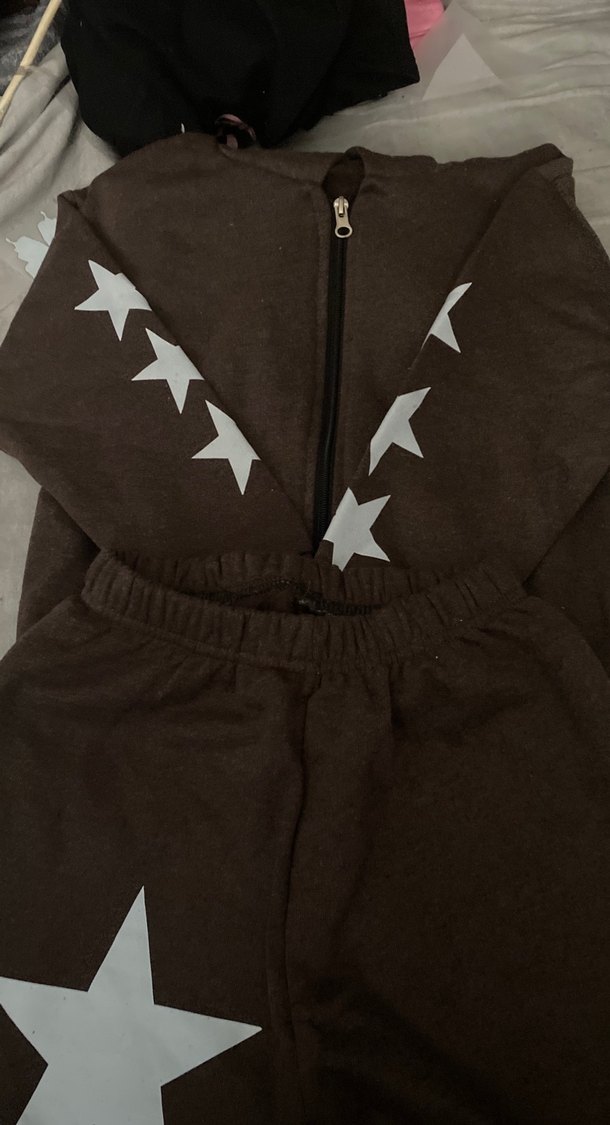Kız Çocuk Kahverengi Yıldızlı Fermuarlı Takım - Görsel 2