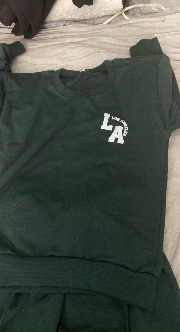 Kızlar için Koyu Yeşil Oversize Eşofman Takımı - Görsel 2