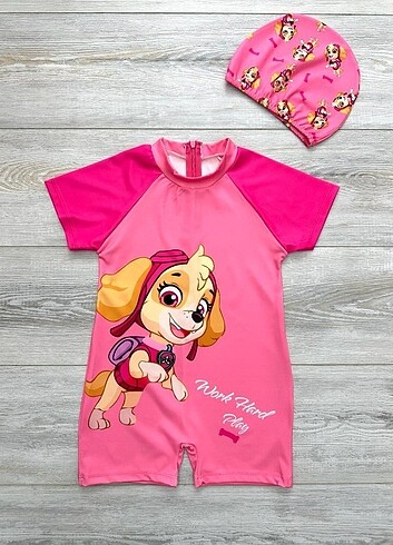 Paw Patrol Baskılı Boneli Kız Çocuk Mayo 