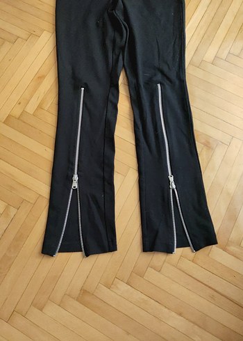 Fermuarlı Siyah Kadın Spor Kumaş Pantolon - Görsel 2