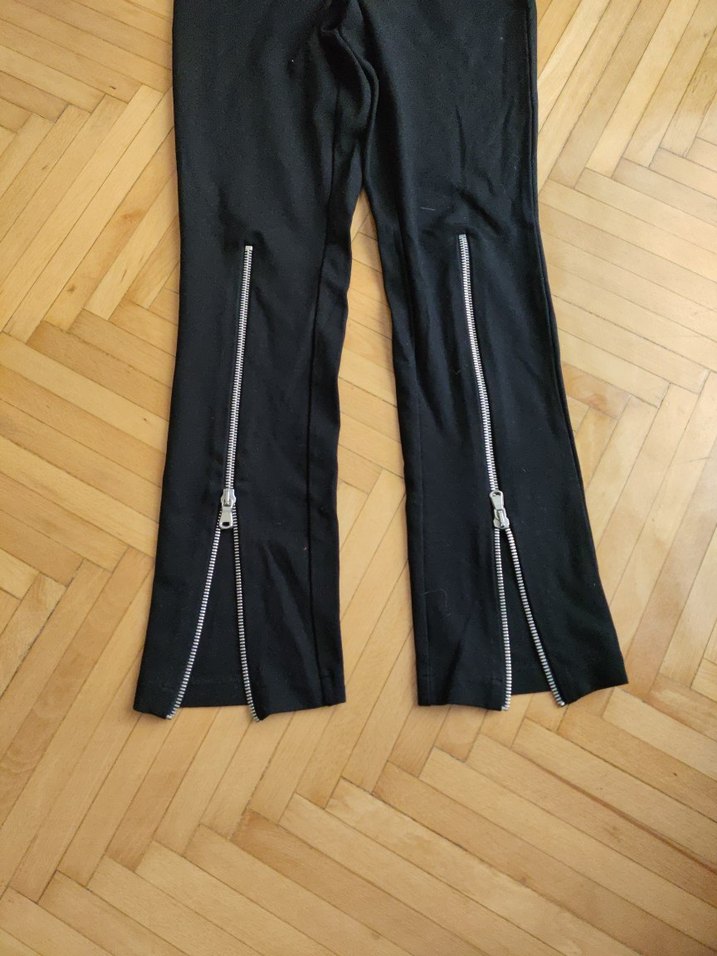 Fermuarlı Siyah Kadın Spor Kumaş Pantolon - Görsel 2