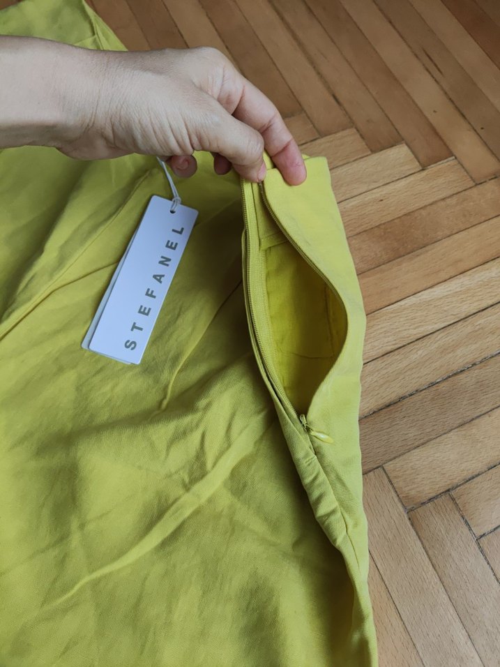 Sarı Keten Mini Şort - Görsel 4