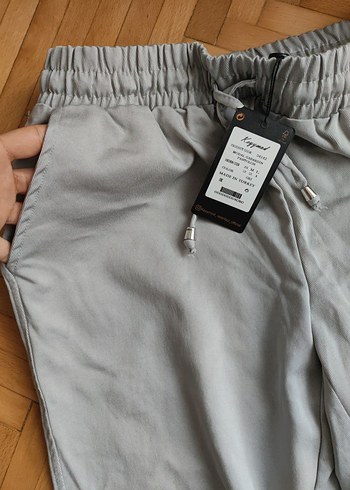 Gri Rahat Kesim Kadın Keten Pantolon - Görsel 3