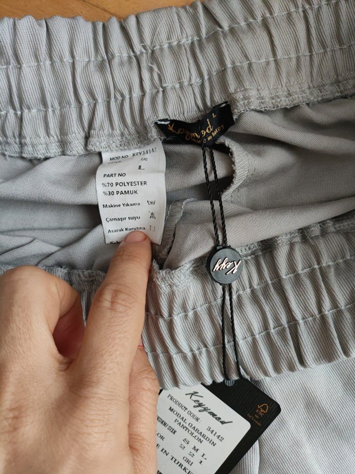 Gri Rahat Kesim Kadın Keten Pantolon - Görsel 4