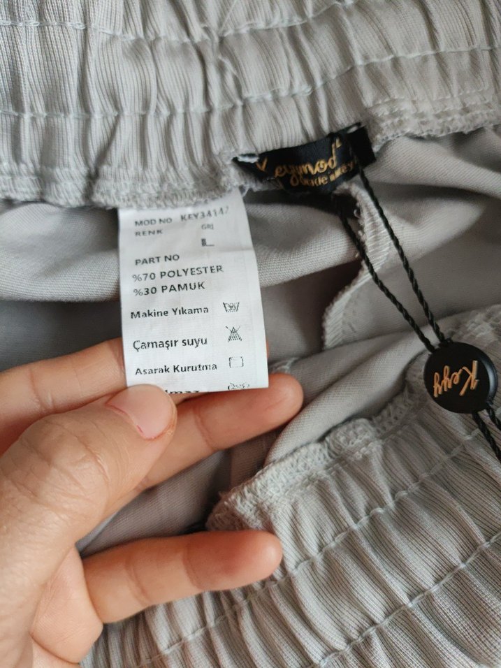 Gri Rahat Kesim Kadın Keten Pantolon - Görsel 5