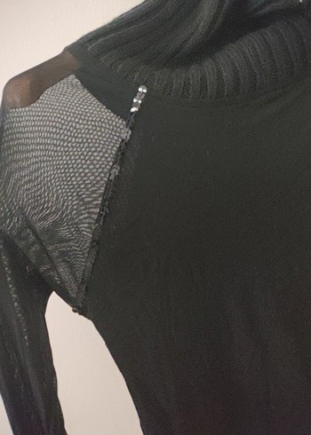 Siyah Yarım Boğazlı İnce Triko Kadın Kazak - Görsel 4