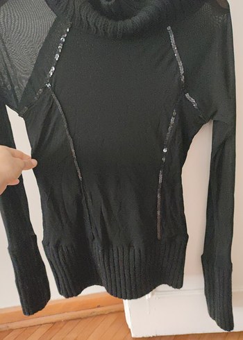 Siyah Yarım Boğazlı İnce Triko Kadın Kazak - Görsel 6