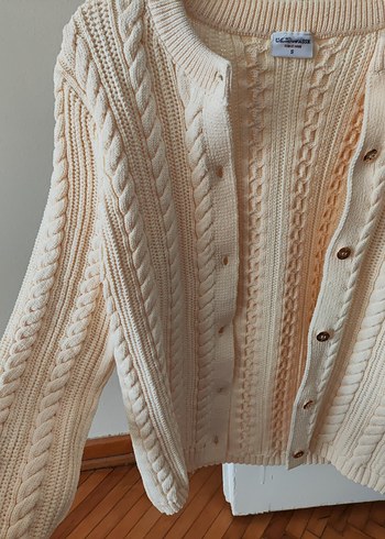 Bej Örgü Kadın Hırka - Görsel 5