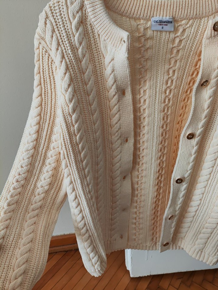 Bej Örgü Kadın Hırka - Görsel 5