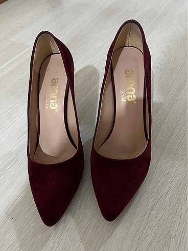 Marjin Kadın bordo süet topuklu ayakkabı stiletto