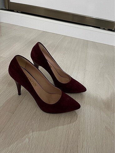 38 Beden Kadın bordo süet topuklu ayakkabı stiletto