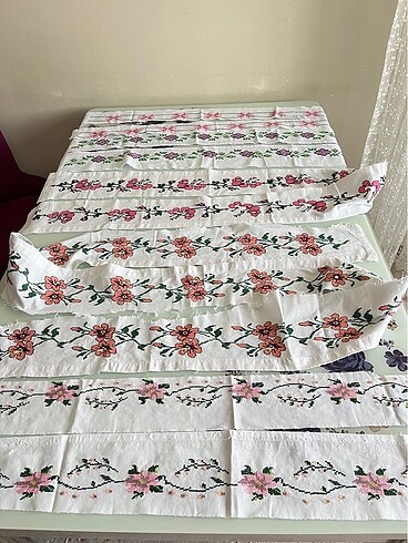 Etamin kanaviçe işleme el işi yatak örtüsü etek patıska