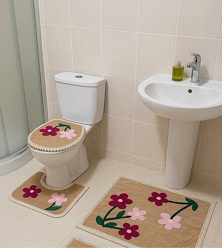 Kahve bej banyo paspas takımı Karaca