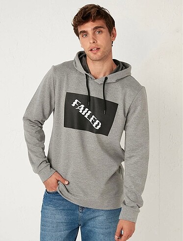 Erkek kışlık kapişönlü sweat faıled koton