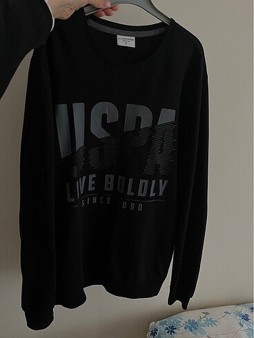 Erkek siyah uspa uzun kollu sweat kışlık