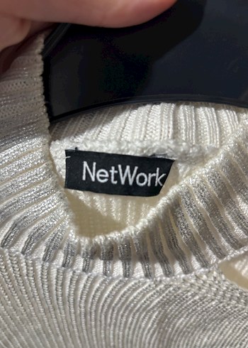 Bej Parıltılı Örgü Yaka Detaylı Kadın Kazak - Görsel 3