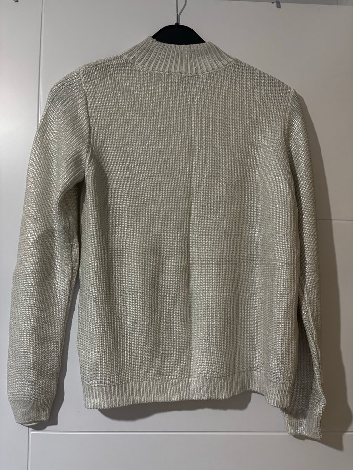 Bej Parıltılı Örgü Yaka Detaylı Kadın Kazak - Görsel 2