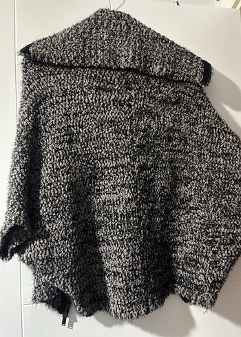 Gri Yünlü Örgü Yarasa Kol Hırka - Görsel 2