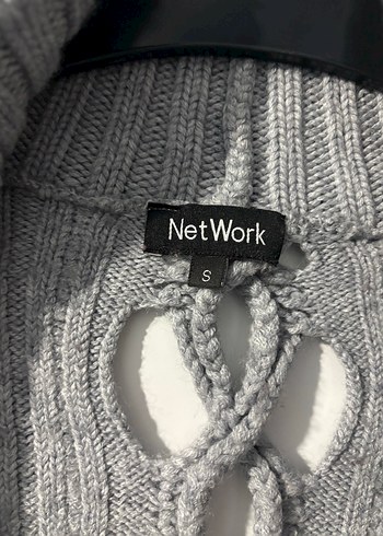 Gri Örgü Kadın Hırka Notched Yaka - Görsel 3