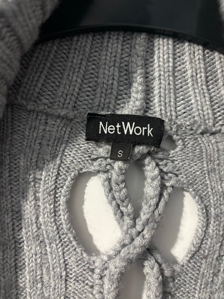 Gri Örgü Kadın Hırka Notched Yaka - Görsel 3