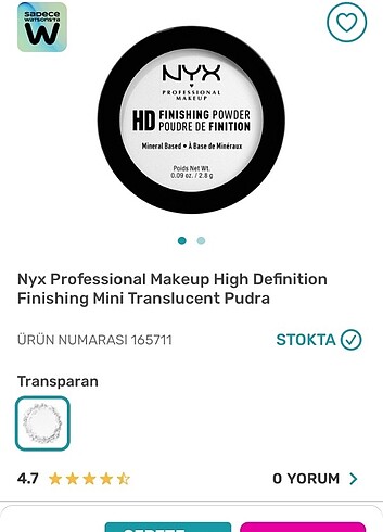 Nyx transparan pudra