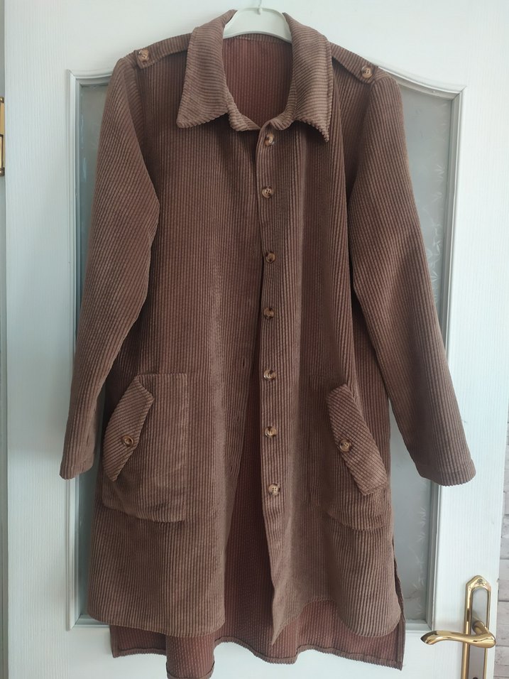 Düğmeli  Kadife Uzun ikili takım - Görsel 2