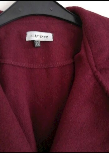 Bordo Uzun Düğmeli kaşe Kaban - Görsel 4