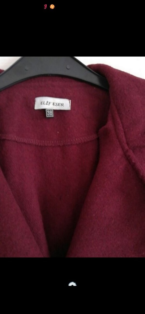 Bordo Uzun Düğmeli kaşe Kaban - Görsel 4