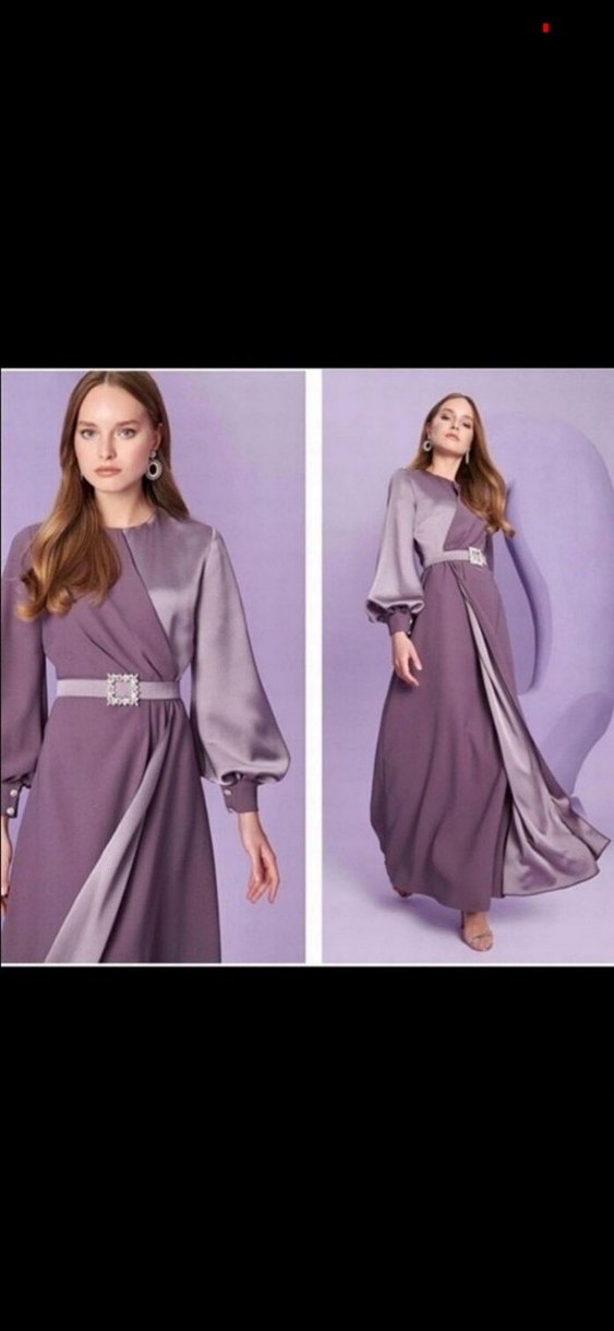 Kemerli Uzun Kollu Uzun Elbise - Görsel 2