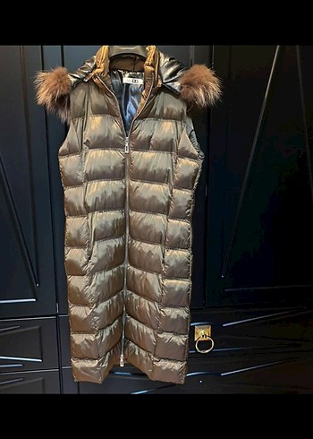 Kürk Detaylı Uzun Kadın Yelek - Görsel 3