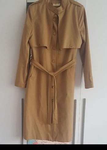 Camel Renkli Uzun Kemerli Kadın Trençkot - Görsel 2