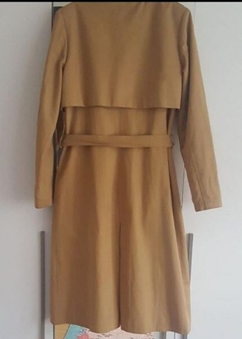 Camel Renkli Uzun Kemerli Kadın Trençkot - Görsel 4