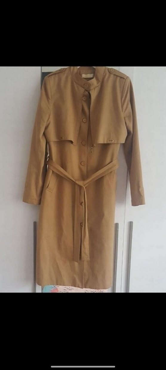 Camel Renkli Uzun Kemerli Kadın Trençkot - Görsel 2