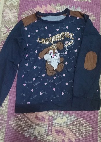 Kız Çocuk Kahverengi Nakışlı Sweatshirt