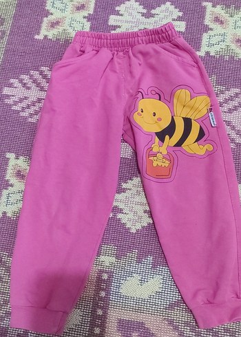 Kız Çocuk Pembe Baskılı Triko Eşofman Altı